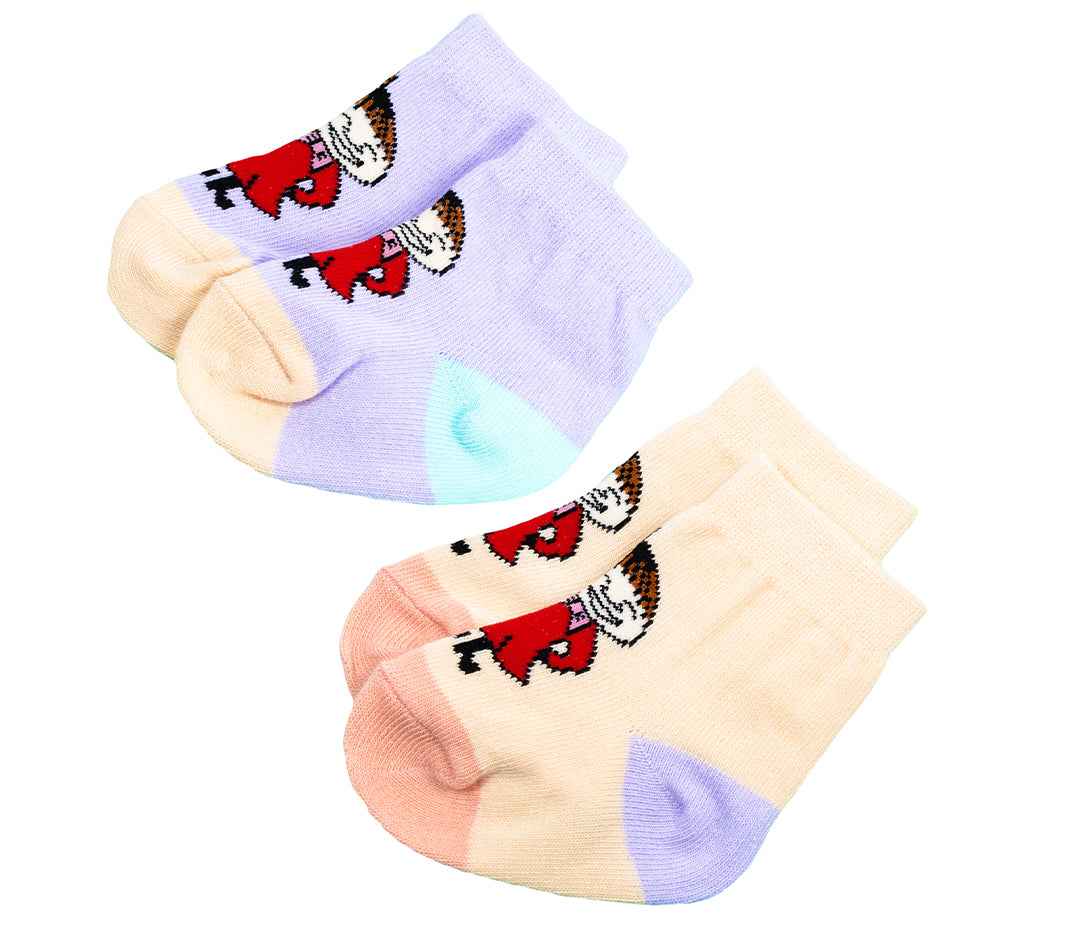Moomin Baby Socks Douple Pack Lilac Beige Little My | Muumi Vauvojen Sukat Tuplapakkaus Liila Beige Pikku Myy 