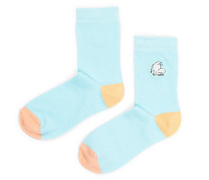 Moomin Ladies Embroidery Socks Light Blue Snorkmaiden | Muumi Naisten Brodeeratut Sukat Vaaleansininen Niiskuneiti
