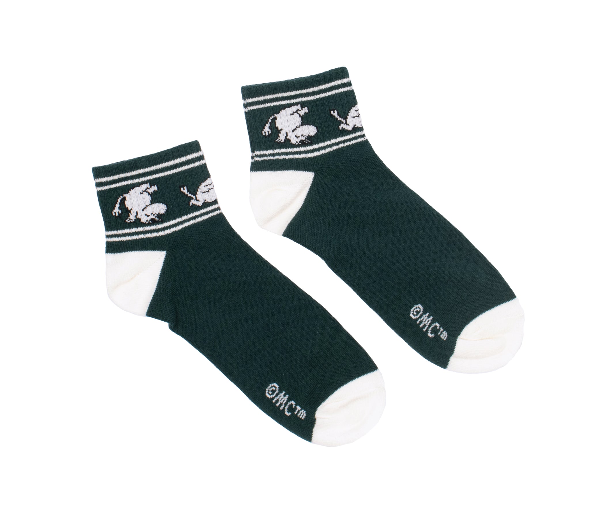 Moomintroll Running Retro Ankle Men Socks - Forest Green