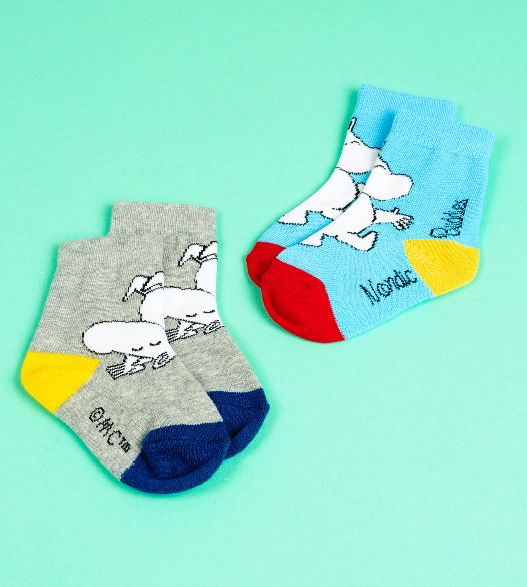 Moomin Baby Socks Douple Pack Blue Grey Moomintroll | Muumi Vauvojen Sukat Tuplapakkaus Sininen Harmaa Muumipeikko
